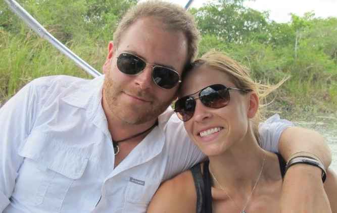 Hallie Gnatovich with her husband for a vacation